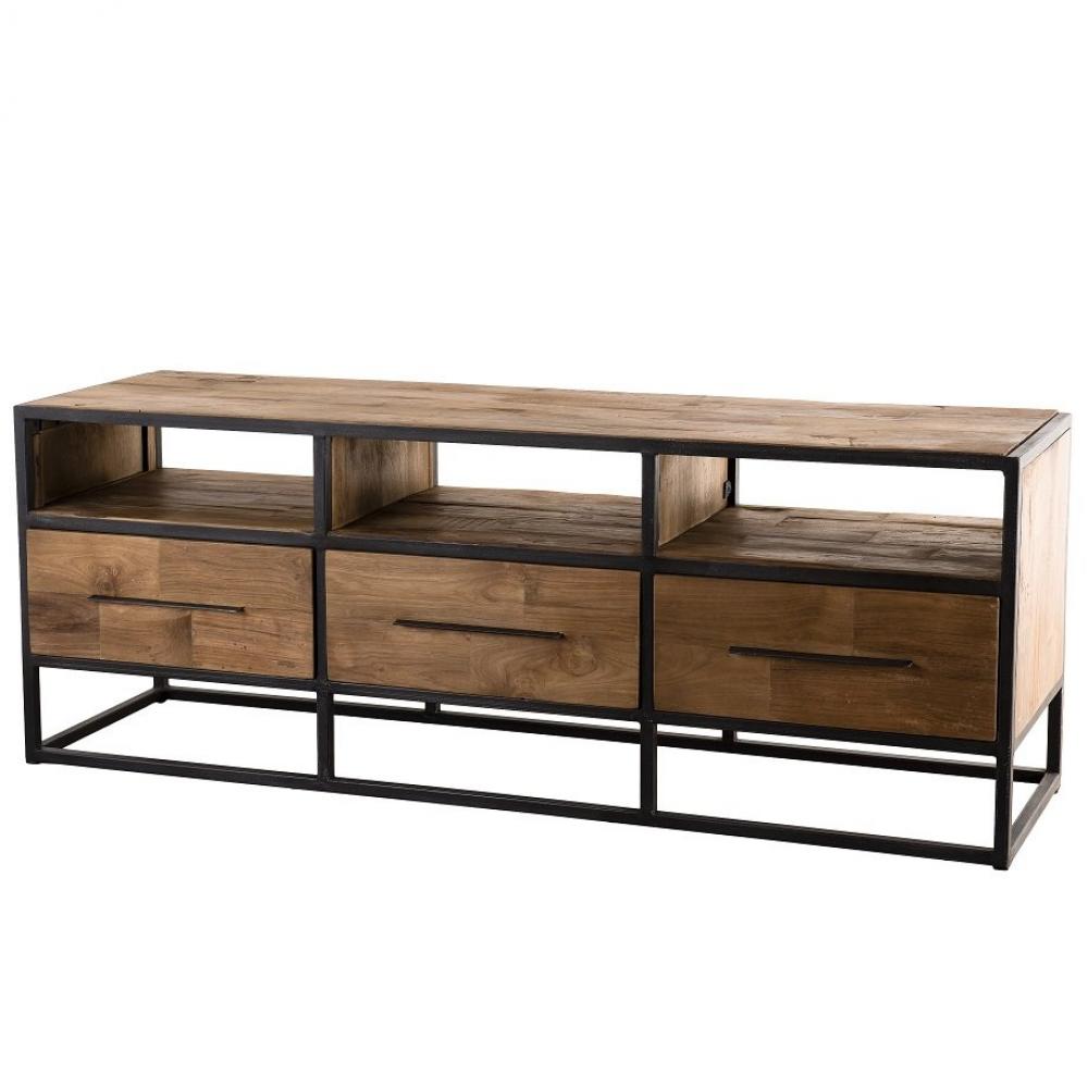 Meuble TV industriel 3 Tiroirs SIXTINE en bois et métal